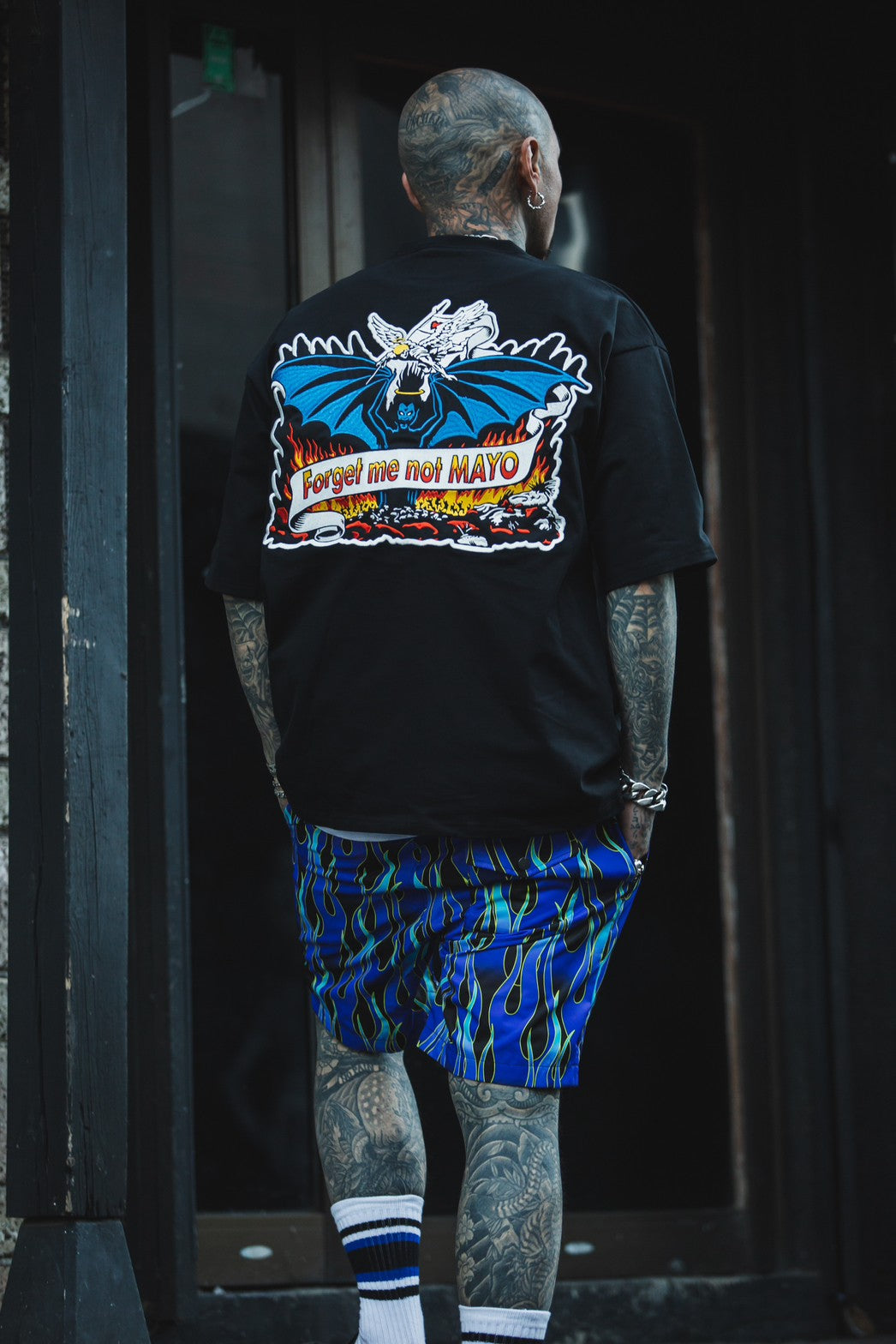 MAYO × SALOOM Fire Patterned Sauna Pants BLUE